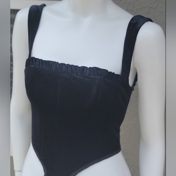 House of CB crop velvet bonned ruffle top corset bustier size small - Picture 8 of 15